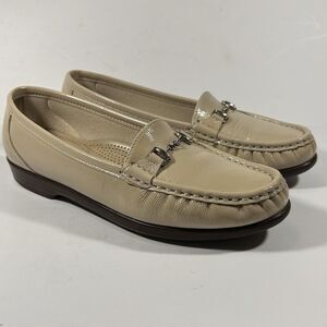 SAS Horse Bit Loafers Womens 7.5M Tripad Metro Comfort Slip On Leather Beige USA